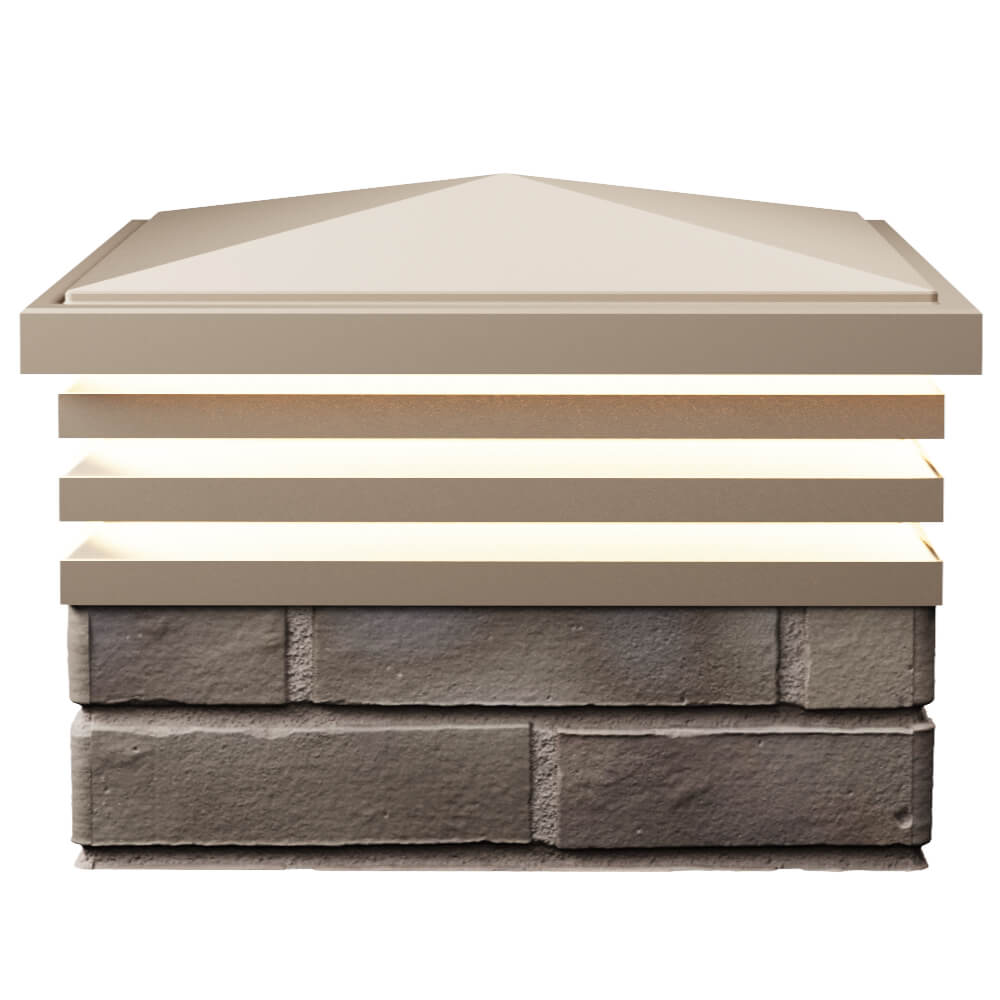 Колпак Zking Бона ХайТек Бежевый на столб 1.5х1.5 кирпича (385х385мм) с подсветкой в Октябрьском фото