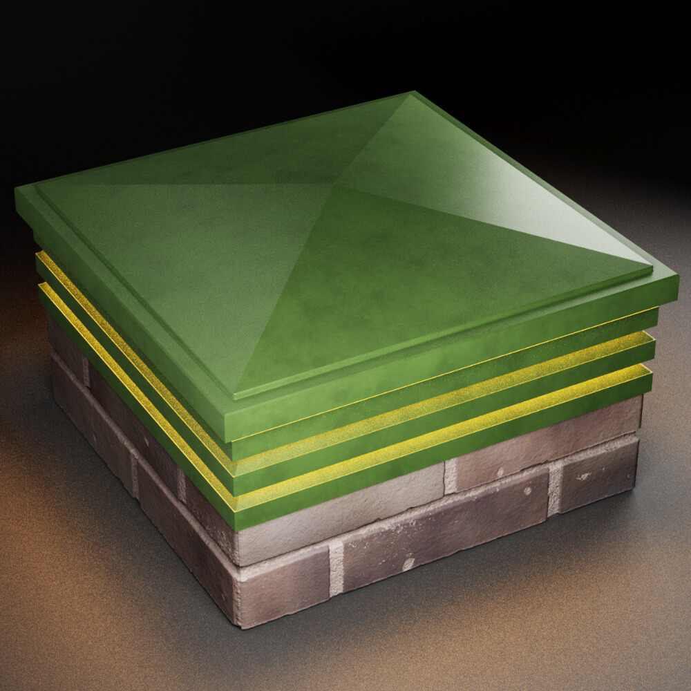 Колпак Zking Бона ХайТек Зеленый на столб 2х2 кирпича (513х513мм) с подсветкой в Октябрьском фото