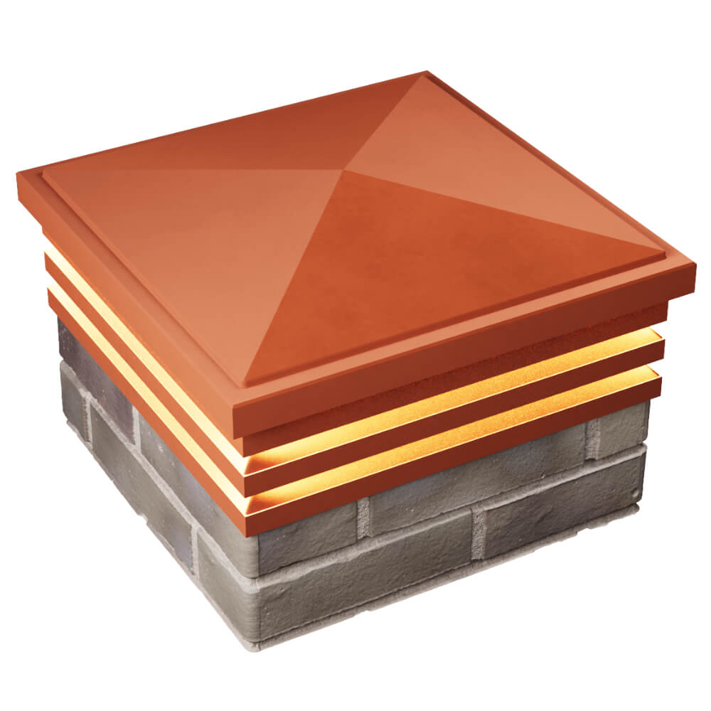 Колпак Zking Бона ХайТек Красный на столб 1.5х1.5 кирпича (385х385мм) с подсветкой в Октябрьском фото