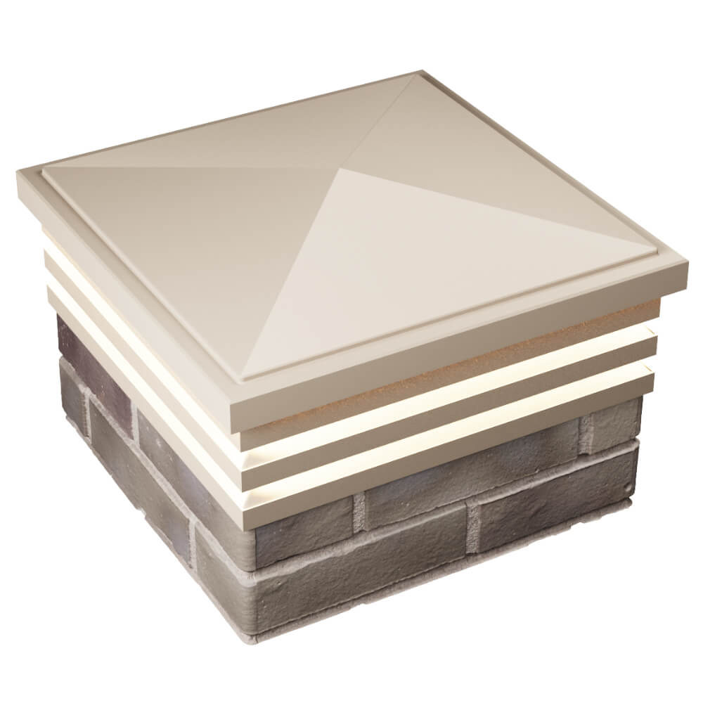 Колпак Zking Бона ХайТек Бежевый на столб 1.5х1.5 кирпича (385х385мм) с подсветкой в Октябрьском фото