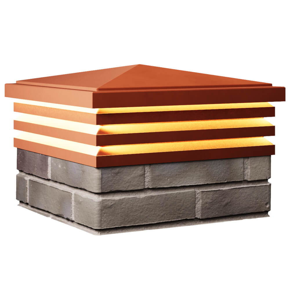 Колпак Zking Бона ХайТек Красный на столб 1.5х1.5 кирпича (385х385мм) с подсветкой в Октябрьском фото