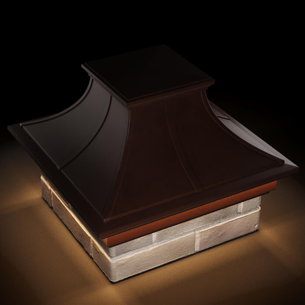 Колпак Zking Монблан Премиум Коричневый на столб 1.5х1.5 кирпича (385х385мм) с подсветкой в Октябрьском фото