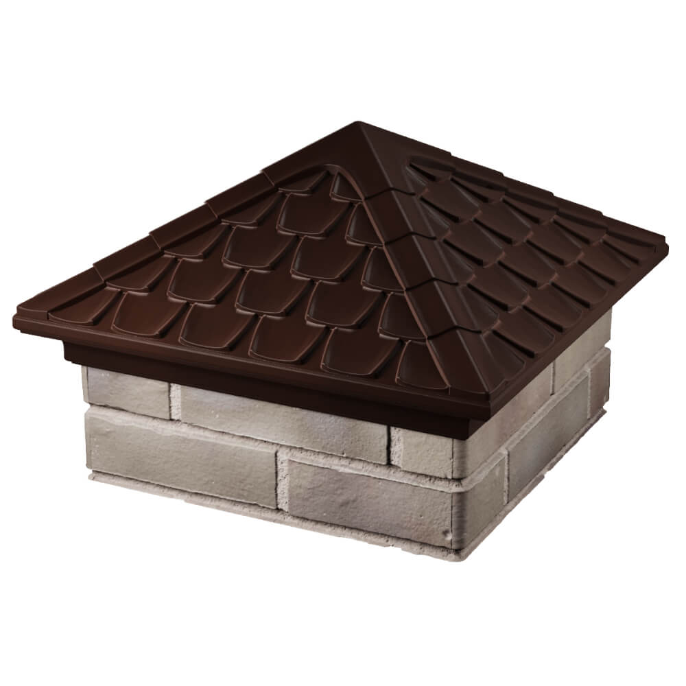 Колпак Zking Эльбрус Коричневый на столб 1.5х1.5 кирпича (385х385мм) в Октябрьском фото