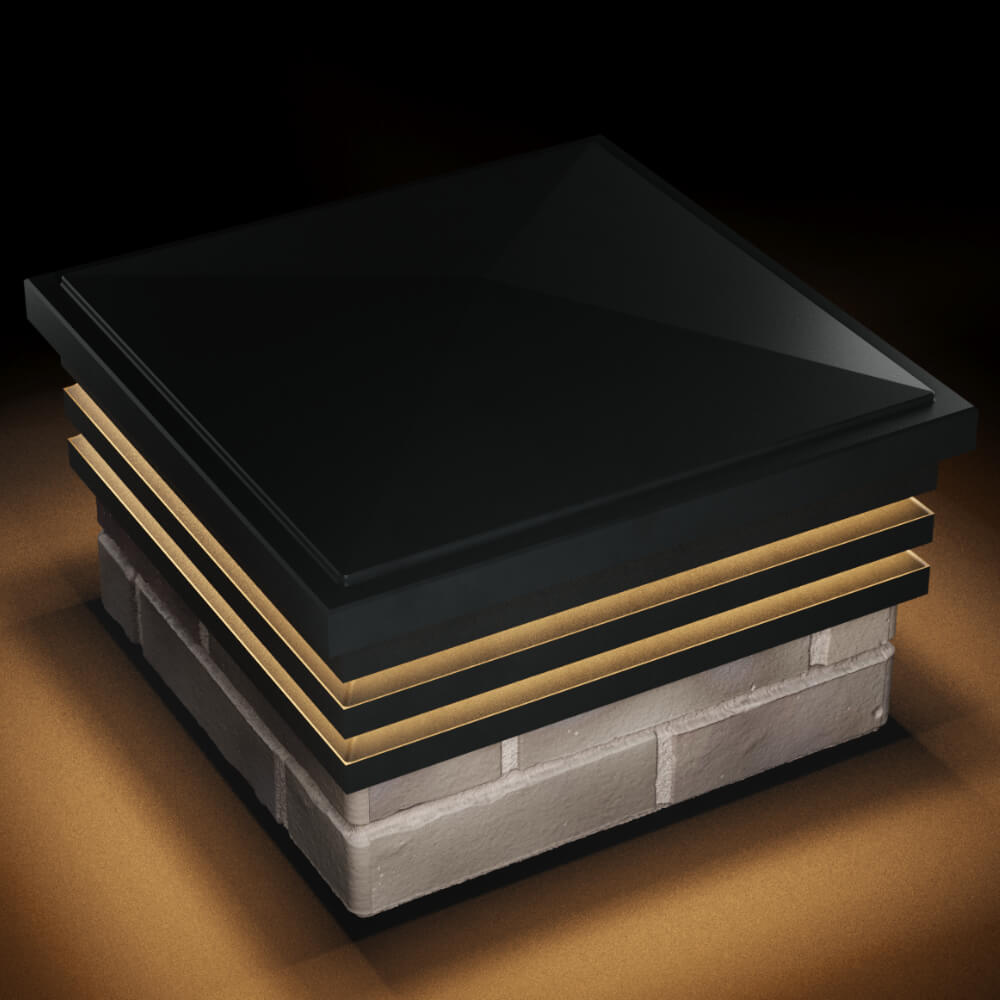 Колпак Zking Бона ХайТек Черный на столб 1.5х1.5 кирпича (385х385мм) с подсветкой в Октябрьском фото