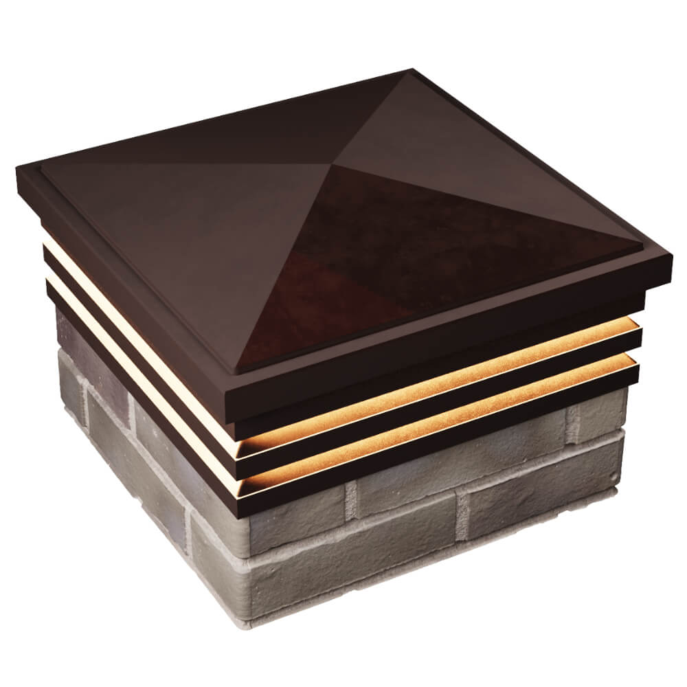 Колпак Zking Бона ХайТек Коричневый на столб 1.5х1.5 кирпича (385х385мм) с подсветкой в Октябрьском фото