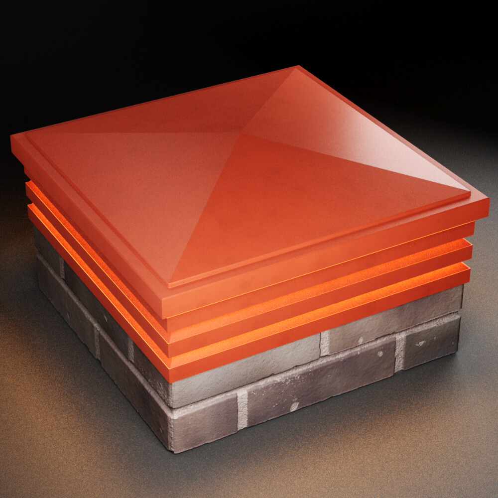 Колпак Zking Бона ХайТек Красный на столб 2х2 кирпича (513х513мм) с подсветкой в Октябрьском фото