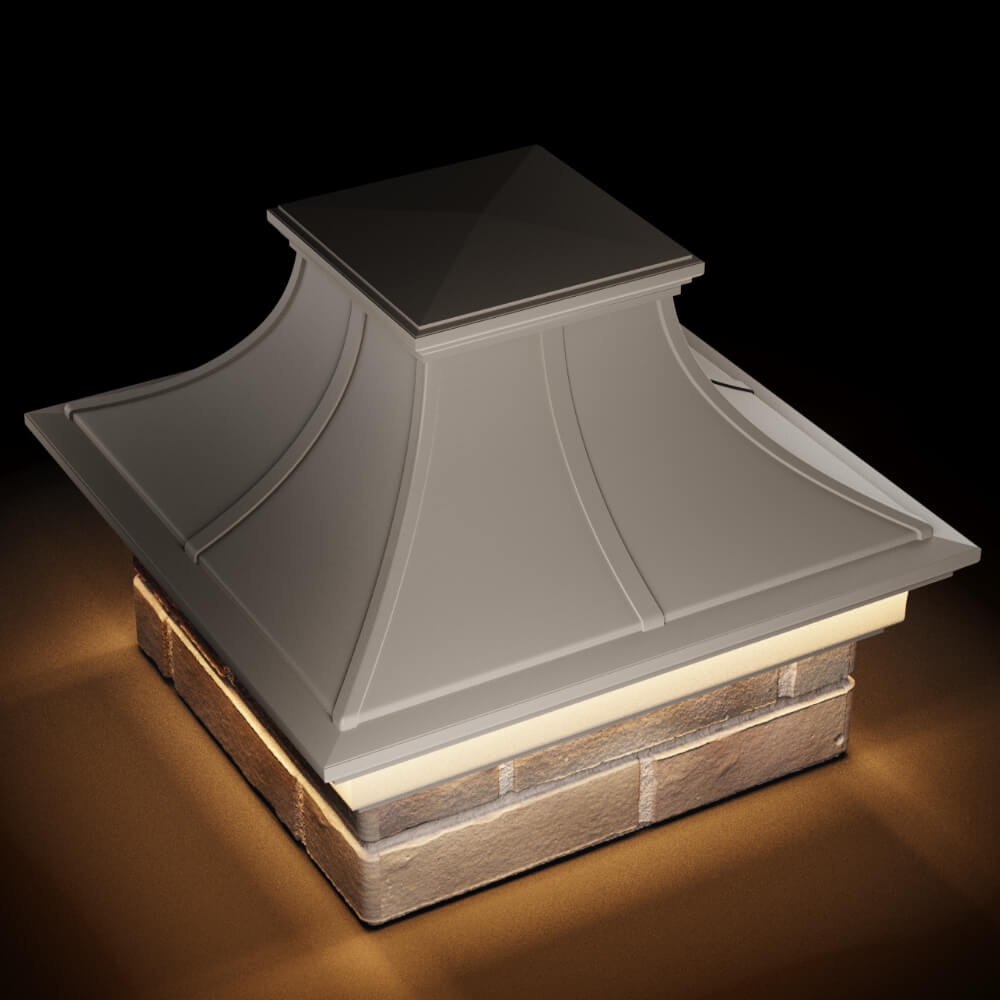 Колпак Zking Монблан Премиум Бежевый на столб 1.5х1.5 кирпича (385х385мм) с подсветкой в Октябрьском фото