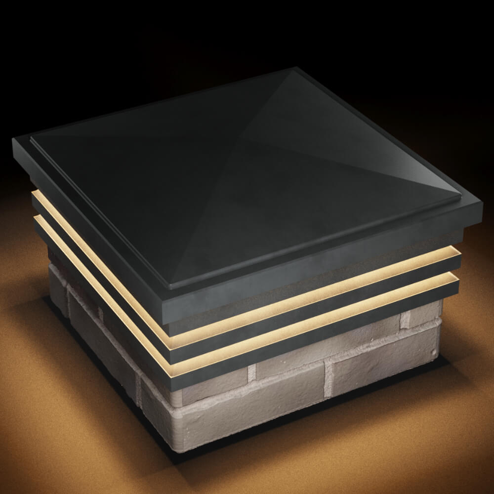 Колпак Zking Бона ХайТек Серый на столб 1.5х1.5 кирпича (385х385мм) с подсветкой в Октябрьском фото