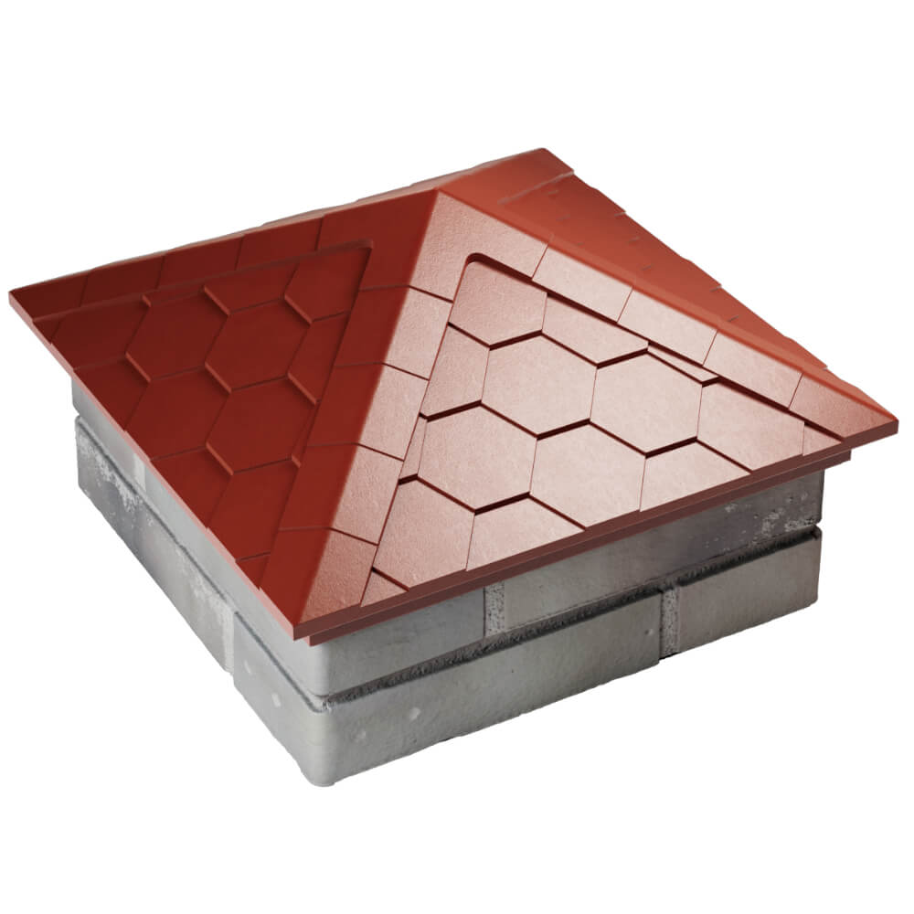 Колпак Zking Эверест Красный на столб 1.5х1.5 кирпича (390х390мм) в Октябрьском фото