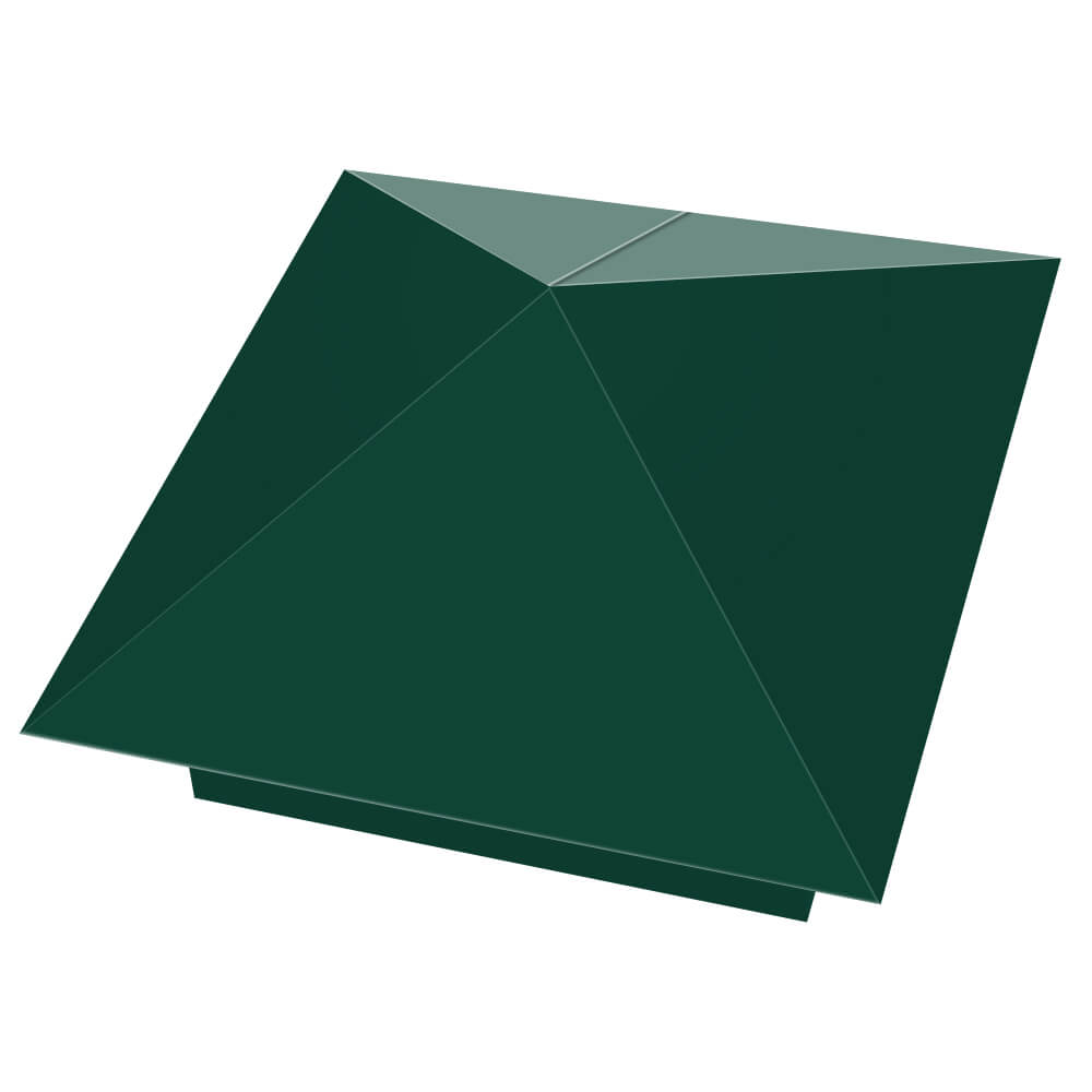 Колпак металлический 390х390мм RAL6005 Зеленый Мох заборный Октябрьский фото