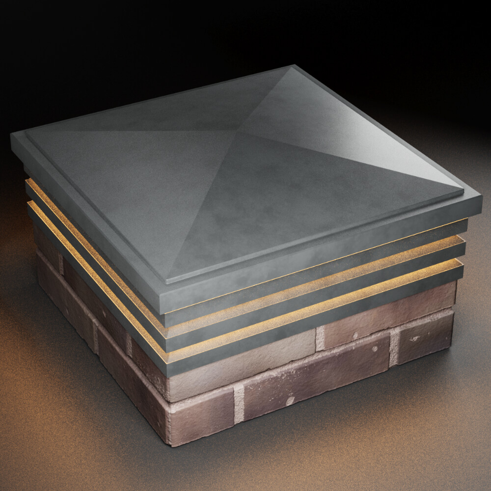 Колпак Zking Бона ХайТек Серый на столб 2х2 кирпича (513х513мм) с подсветкой в Октябрьском фото