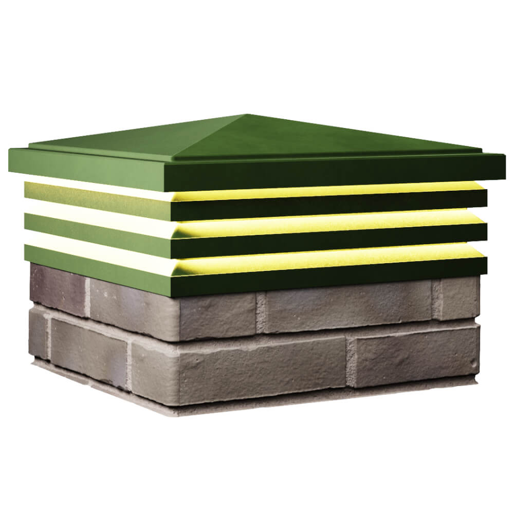 Колпак Zking Бона ХайТек Зеленый на столб 1.5х1.5 кирпича (385х385мм) с подсветкой в Октябрьском фото