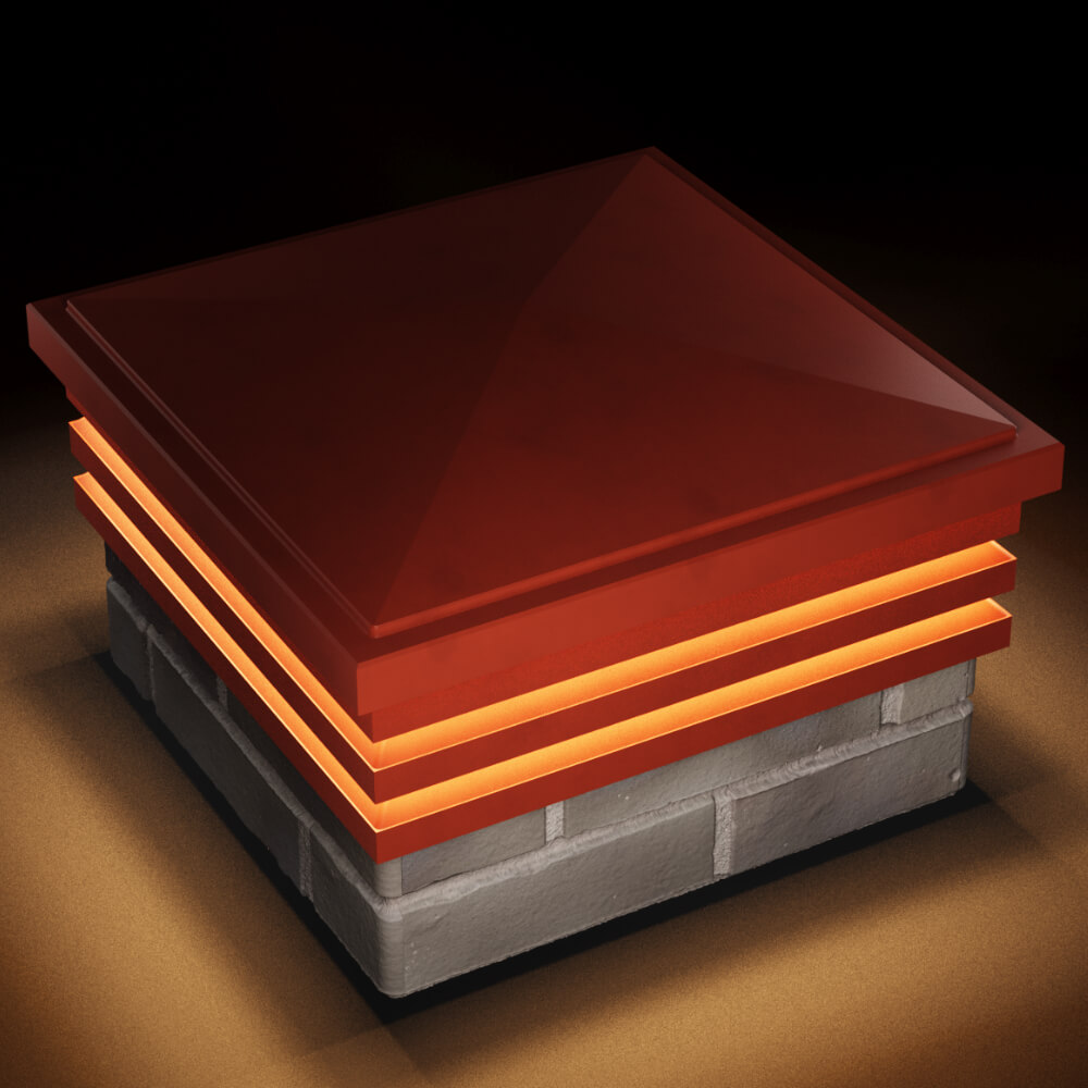 Колпак Zking Бона ХайТек Красный на столб 1.5х1.5 кирпича (385х385мм) с подсветкой в Октябрьском фото