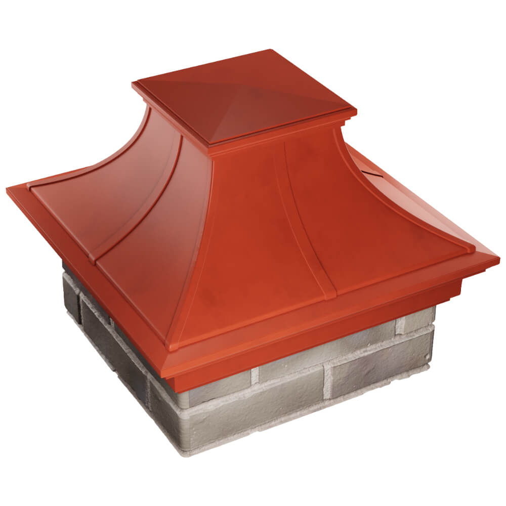 Колпак Zking Монблан Премиум Красный на столб 1.5х1.5 кирпича (385х385мм) в Октябрьском фото