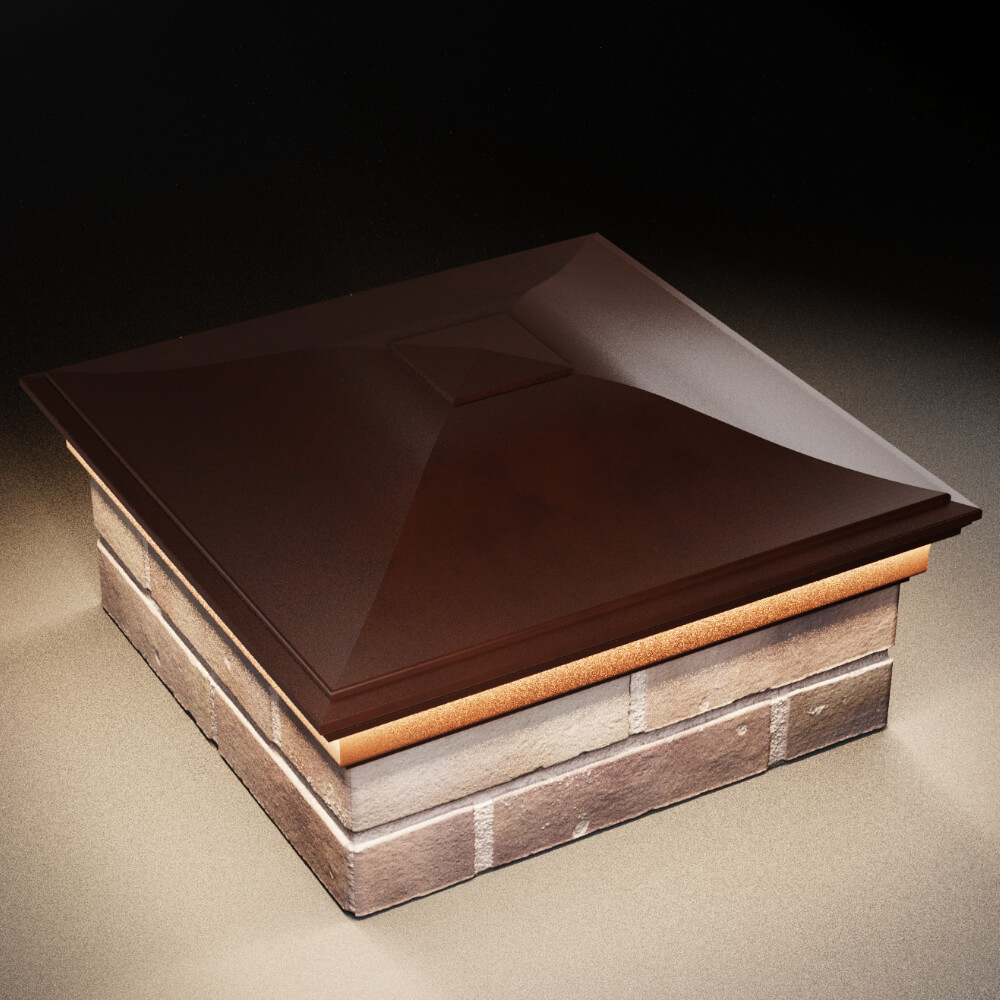 Колпак Zking Монблан Коричневый на столб 2х2 кирпича (515х515мм) c подсветкой в Октябрьском фото