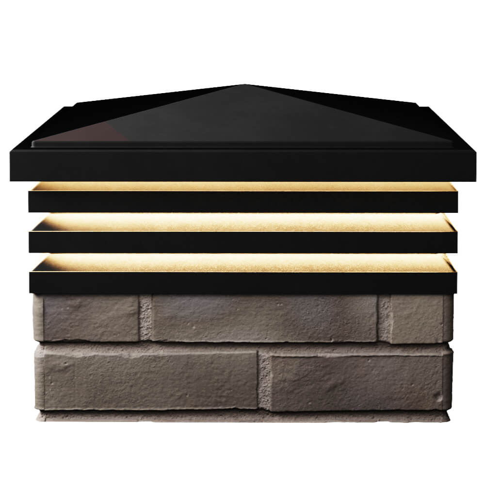 Колпак Zking Бона ХайТек Черный на столб 1.5х1.5 кирпича (385х385мм) с подсветкой в Октябрьском фото