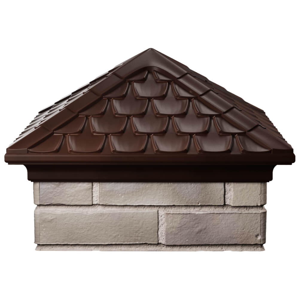 Колпак Zking Эльбрус Коричневый на столб 1.5х1.5 кирпича (385х385мм) Октябрьский фото