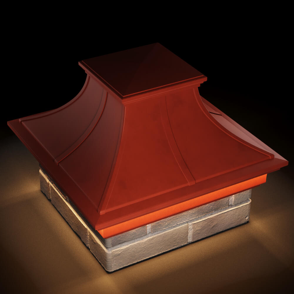 Колпак Zking Монблан Премиум Красный на столб 1.5х1.5 кирпича (385х385мм) с подсветкой в Октябрьском фото
