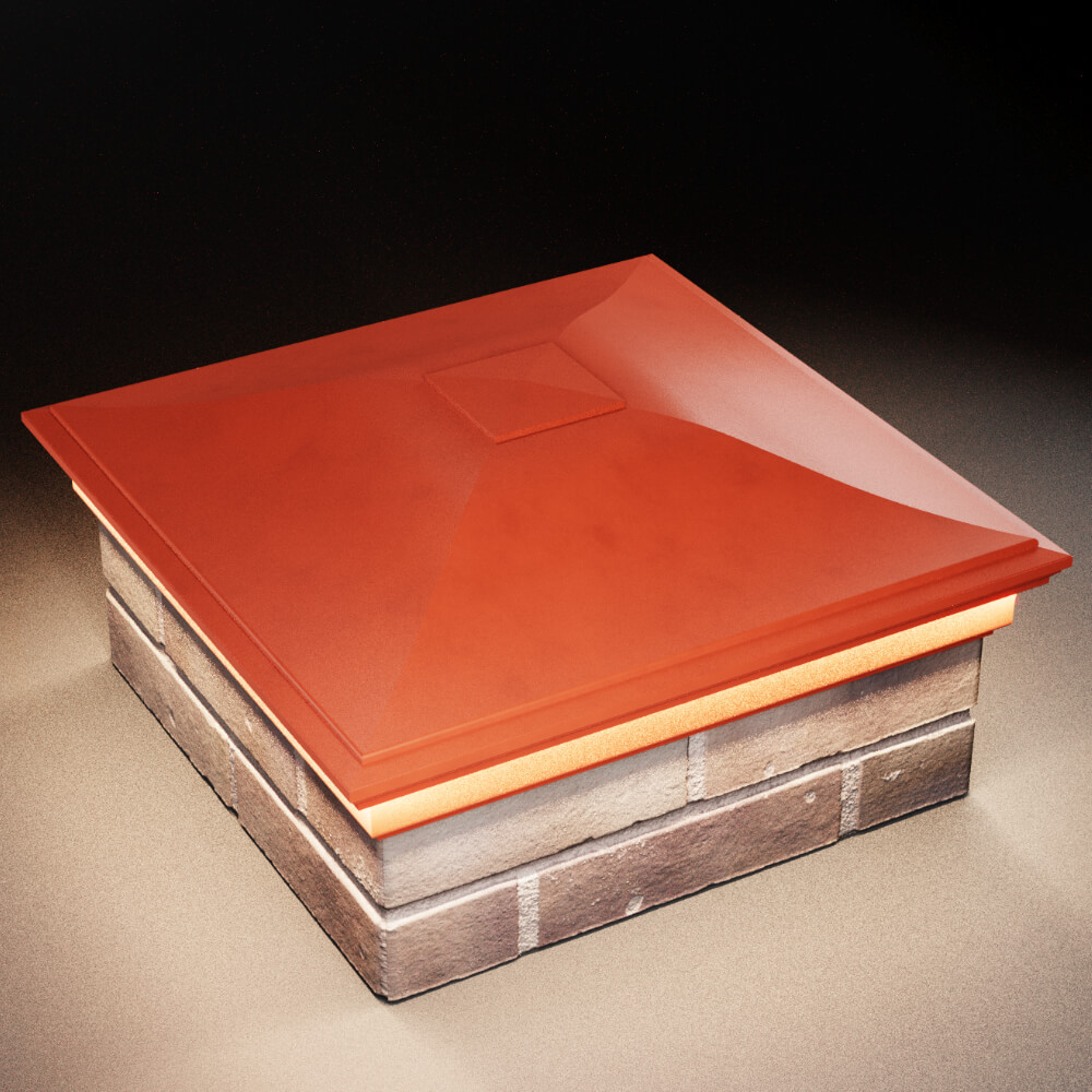 Колпак Zking Монблан Красный на столб 2х2 кирпича (515х515мм) c подсветкой в Октябрьском фото