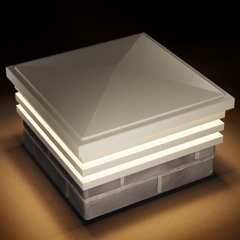 Колпак Zking Бона ХайТек Бежевый на столб 1.5х1.5 кирпича (385х385мм) с подсветкой в Октябрьском фото