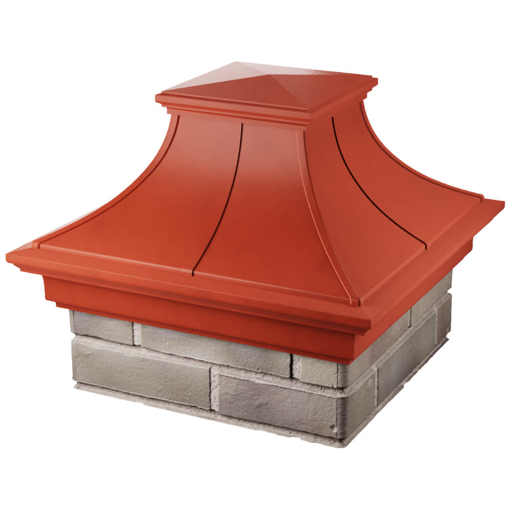 Колпак Zking Монблан Премиум Красный на столб 1.5х1.5 кирпича (385х385мм) в Октябрьском фото