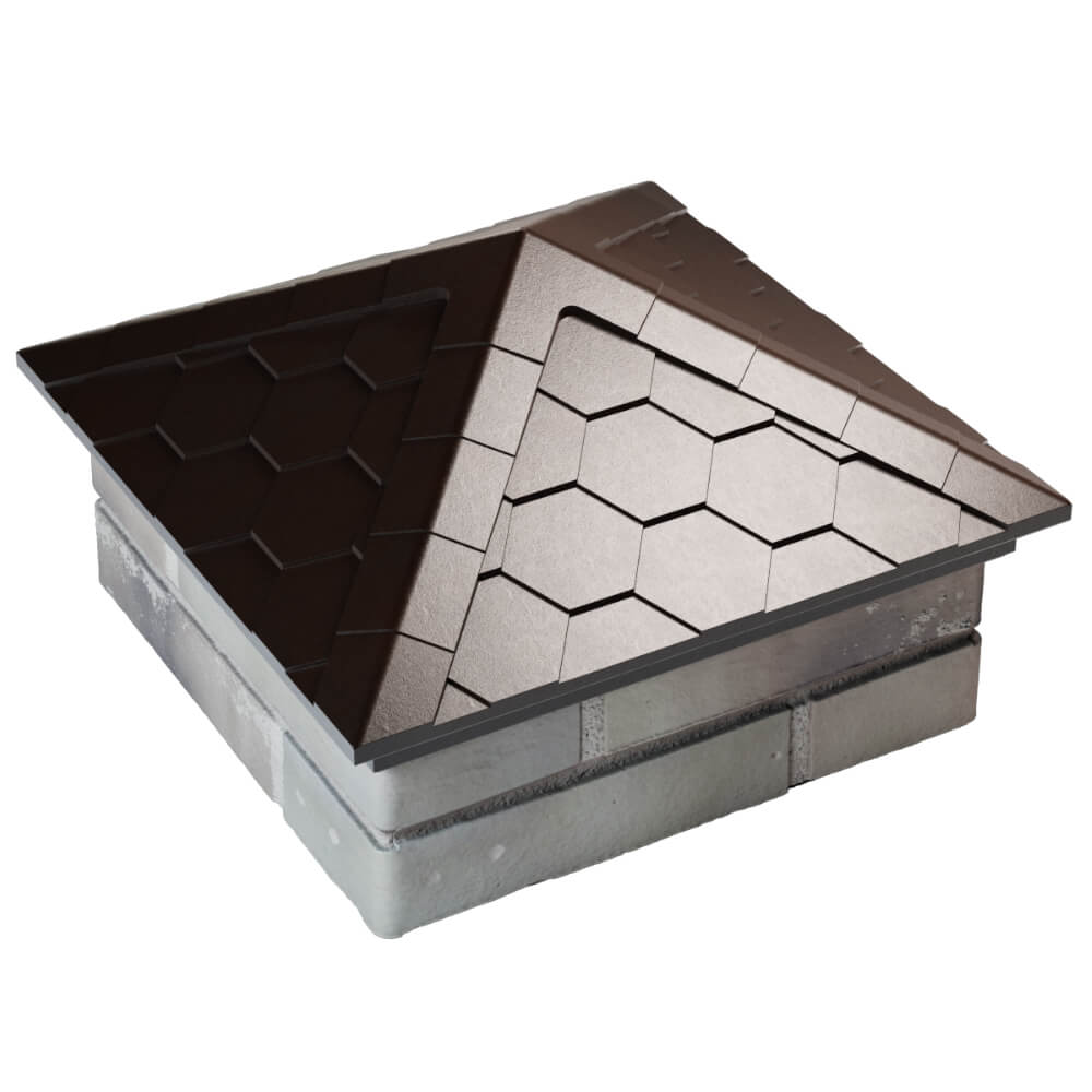 Колпак Zking Эверест Коричневый на столб 1.5х1.5 кирпича (390х390мм) в Октябрьском фото