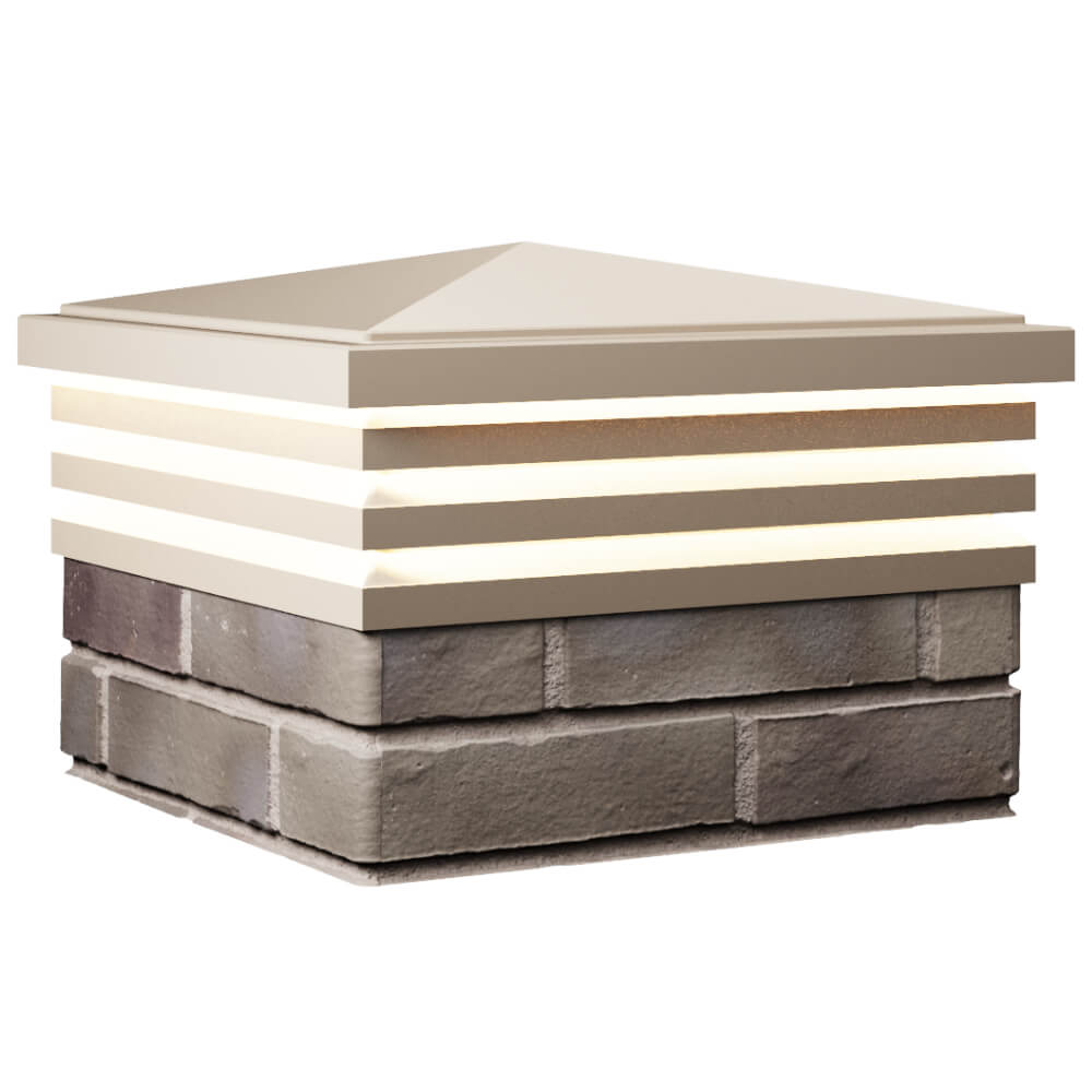 Колпак Zking Бона ХайТек Бежевый на столб 1.5х1.5 кирпича (385х385мм) с подсветкой в Октябрьском фото