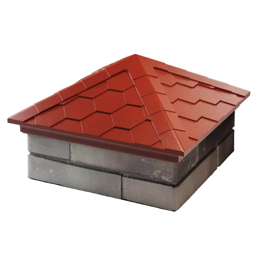 Колпак Zking Эверест Красный на столб 1.5х1.5 кирпича (390х390мм) в Октябрьском фото