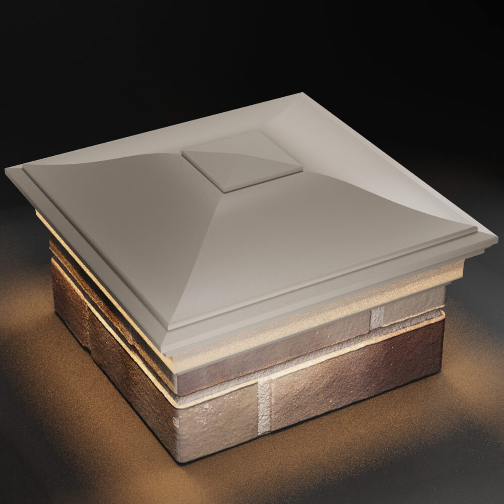 Колпак Zking Монблан Бежевый на столб 1.5х1.5 кирпича (385х385мм) с подсветкой в Октябрьском фото