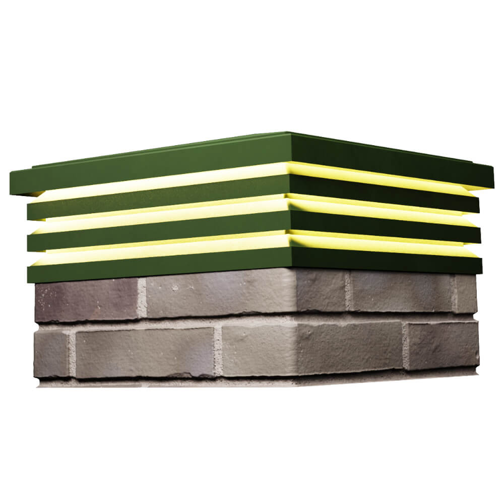 Колпак Zking Бона ХайТек Зеленый на столб 1.5х1.5 кирпича (385х385мм) с подсветкой в Октябрьском фото