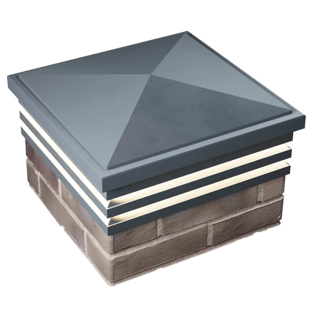 Колпак Zking Бона ХайТек Серый на столб 1.5х1.5 кирпича (385х385мм) с подсветкой в Октябрьском фото