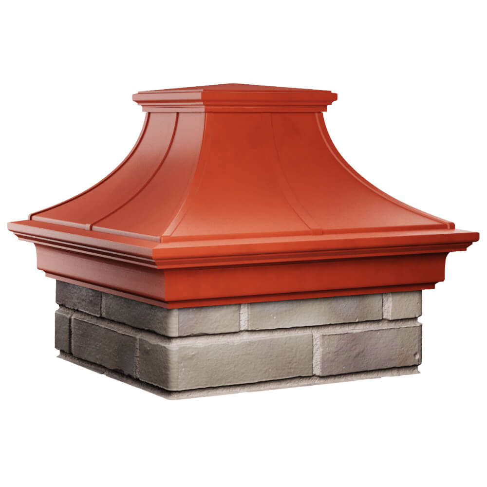 Колпак Zking Монблан Премиум Красный на столб 1.5х1.5 кирпича (385х385мм) в Октябрьском фото