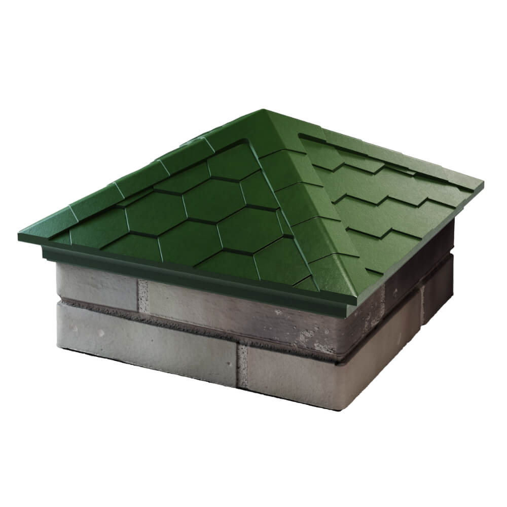 Колпак Zking Эверест Зеленый на столб 1.5х1.5 кирпича (390х390мм) в Октябрьском фото