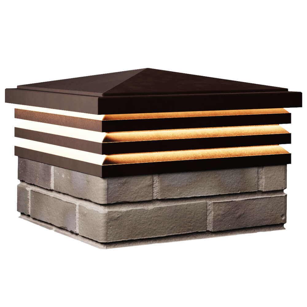 Колпак Zking Бона ХайТек Коричневый на столб 1.5х1.5 кирпича (385х385мм) с подсветкой в Октябрьском фото