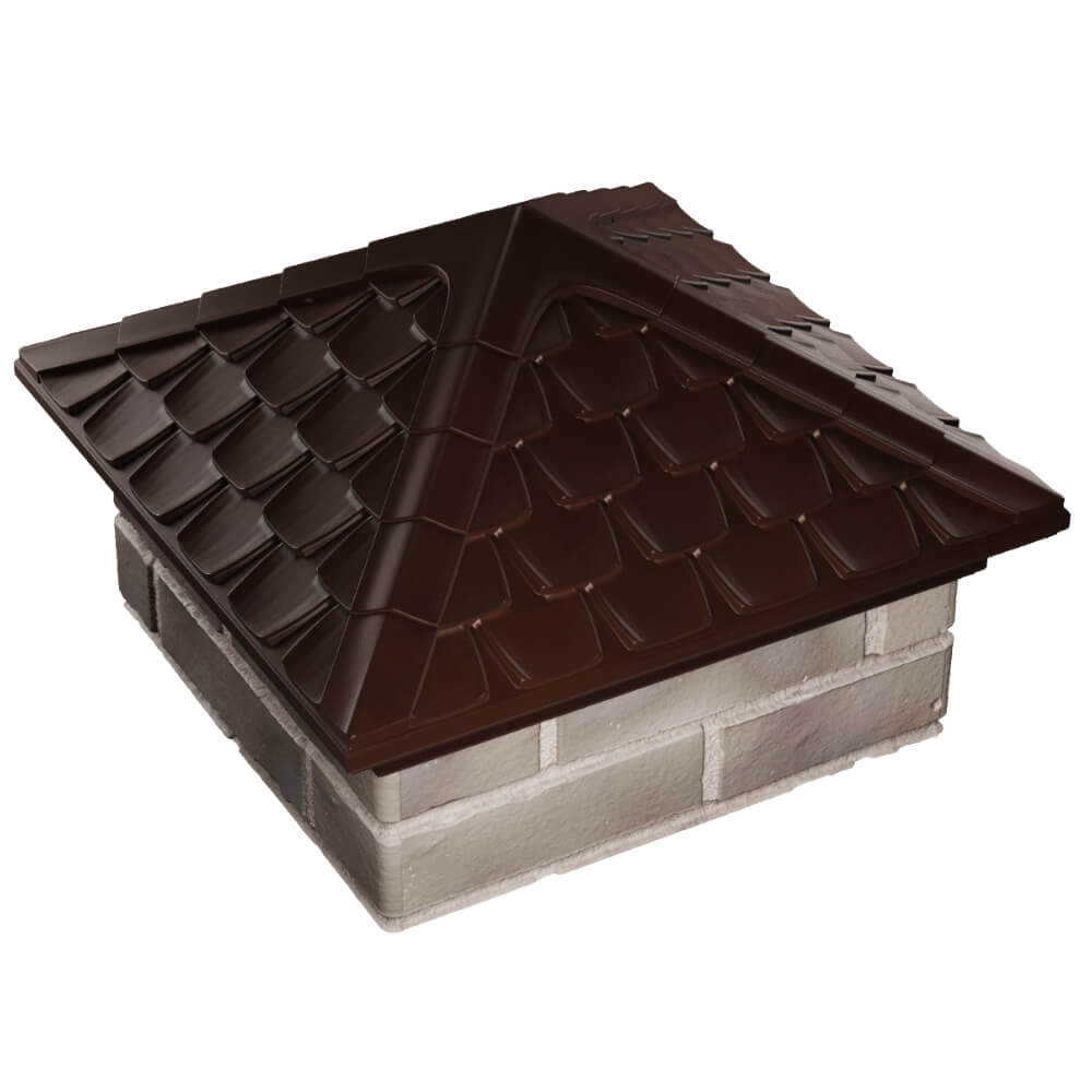 Колпак Zking Эльбрус Коричневый на столб 1.5х1.5 кирпича (385х385мм) в Октябрьском фото