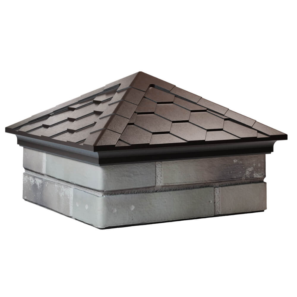 Колпак Zking Эверест Коричневый на столб 1.5х1.5 кирпича (390х390мм) в Октябрьском фото