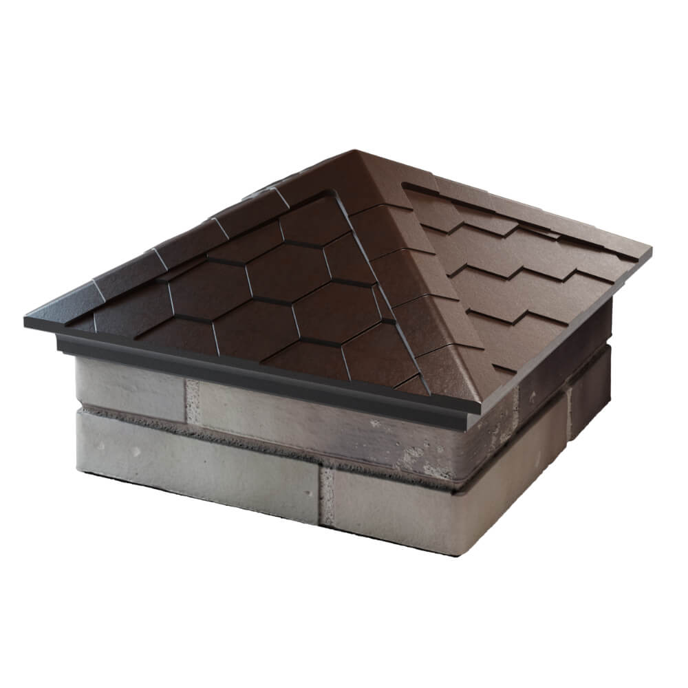 Колпак Zking Эверест Коричневый на столб 1.5х1.5 кирпича (390х390мм) в Октябрьском фото