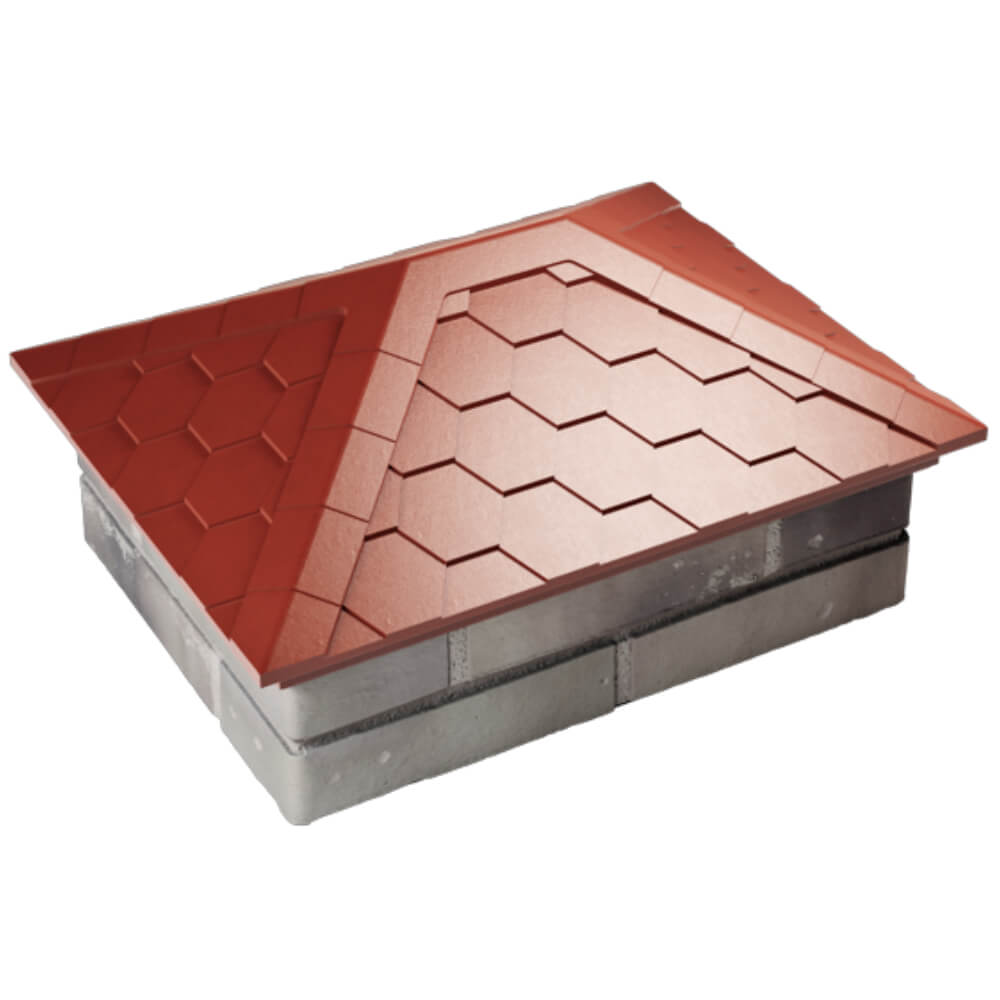 Колпак Zking Эверест Красный на столб 2х1.5 кирпича (520х390мм)