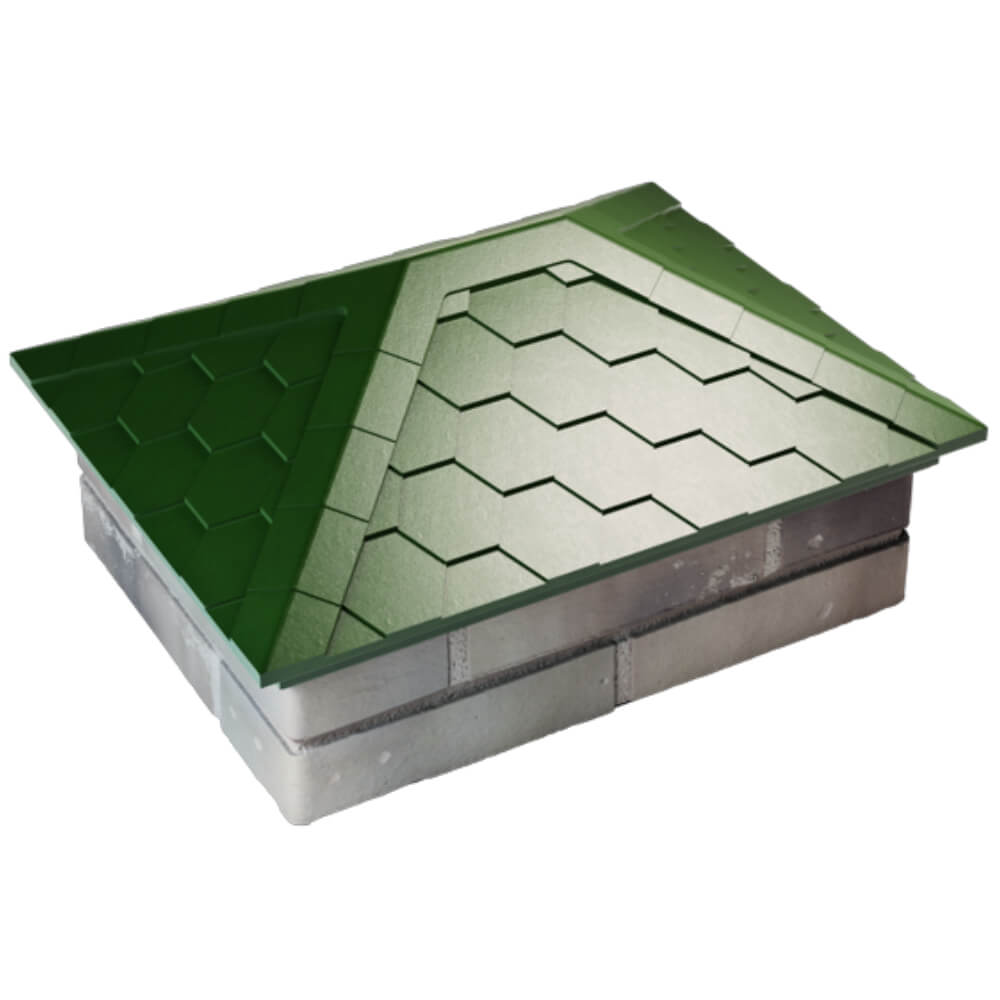 Колпак Zking Эверест Зеленый на столб 2х1.5 кирпича (520х390мм)