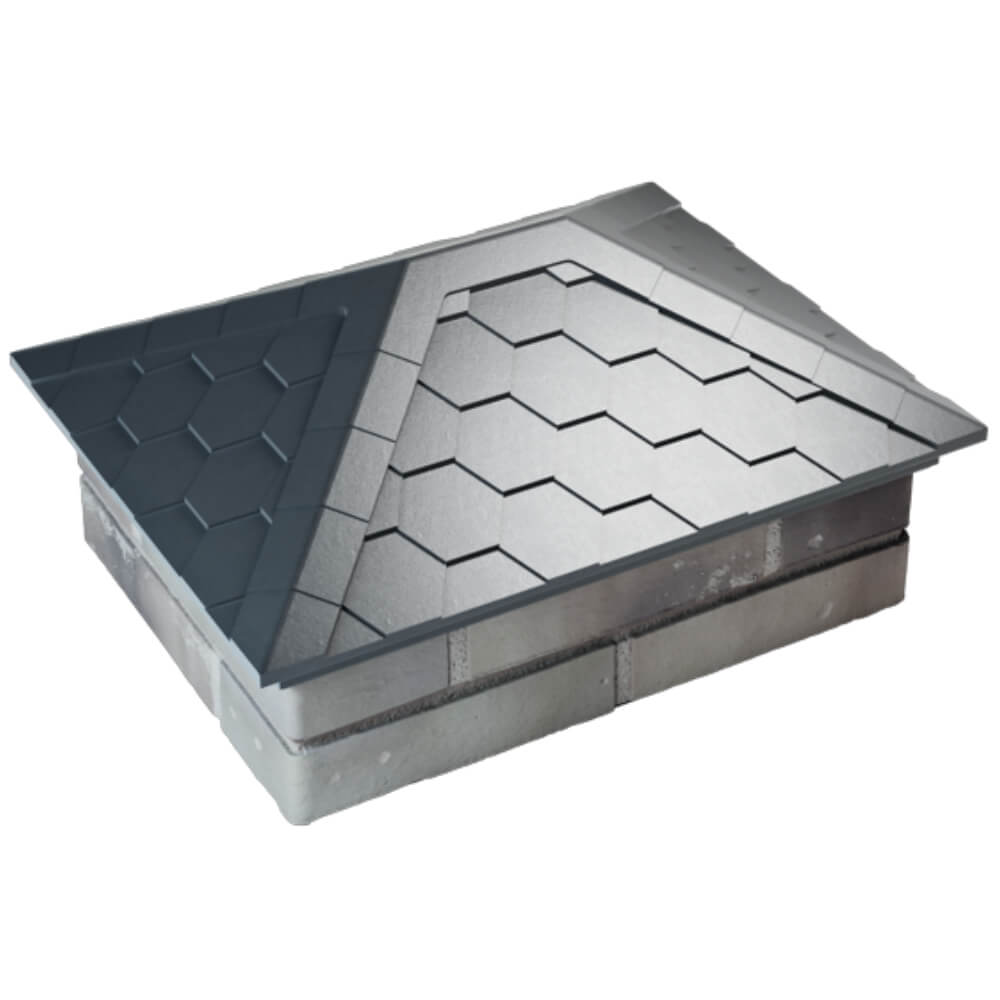 Колпак Zking Эверест Серый на столб 2х1.5 кирпича (520х390мм)